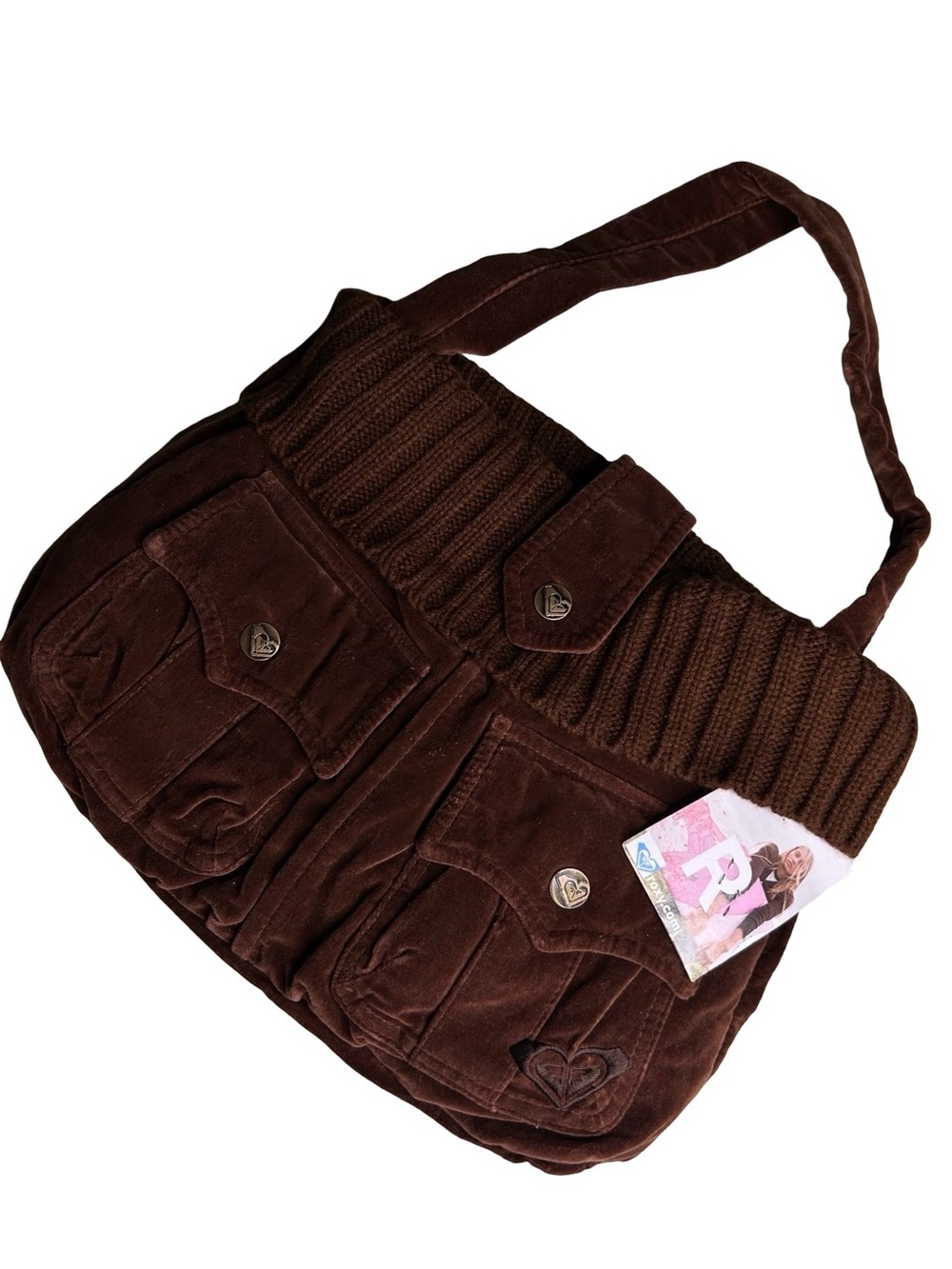 DEAD STOCK - 2004 - ROXY - Brown Velour hand bag 🏄♀️🌊